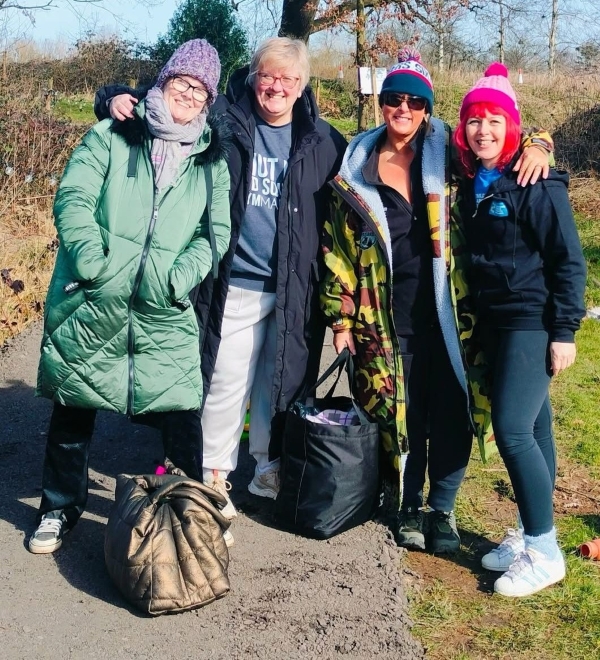 CCPA friends gather near whitmore lake in warm clothing