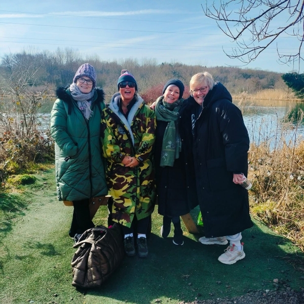 CCPA friends gather near whitmore lake in warm clothing