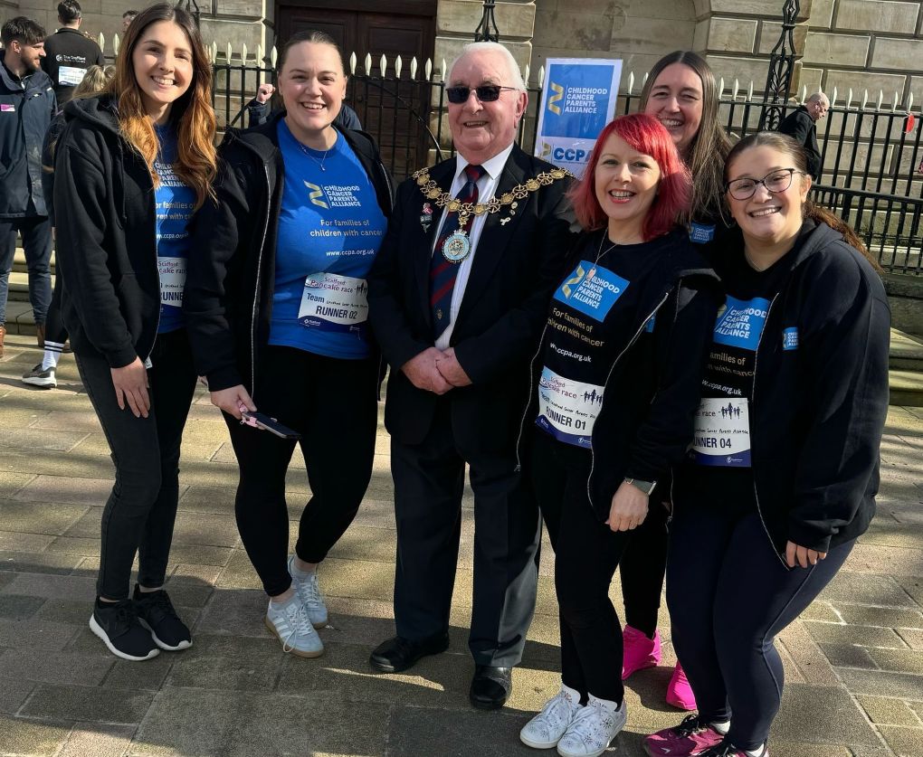The Mayor of Stafford with the CCPA team for 2025 Stafford Annual Pancake Race
