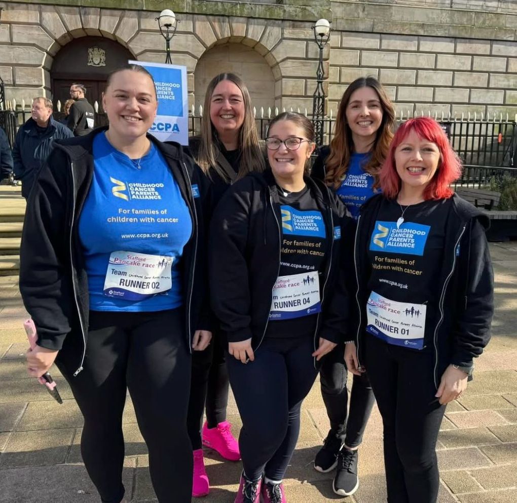 The CCPA team get ready for the annual pancake race in Stafford's Market Square