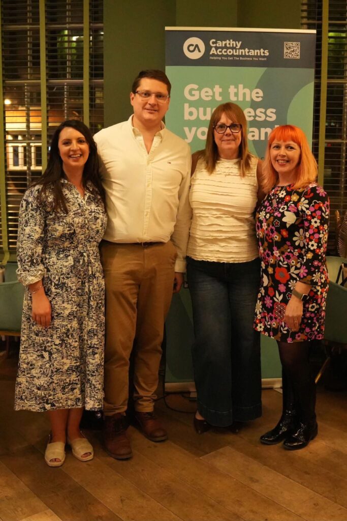 Representatives of Carthy Accountants, the CCPA & A Child of Mine pose at a charity quiz